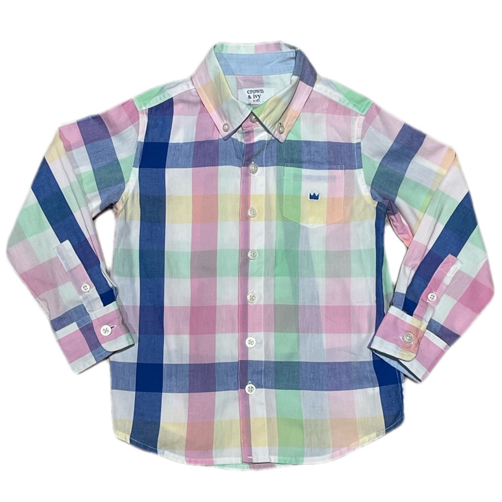 CROWN & IVY Boys Button Down Long Sleeve Dress Shirt Size 4